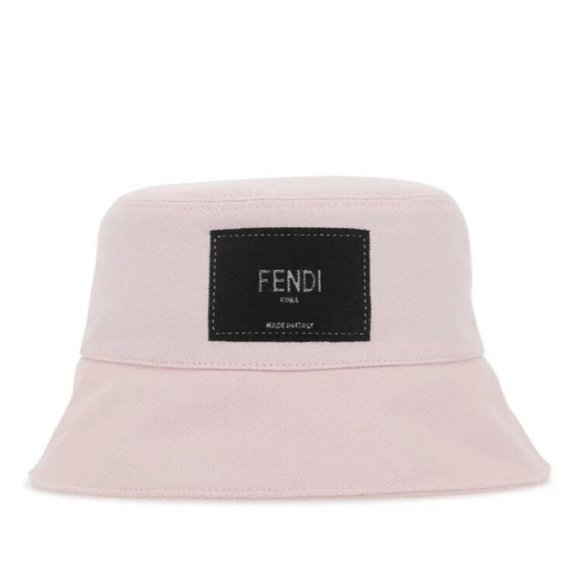 NWT Fendi Roma Logo Patch Bucket Hat PINK Sz S 100% Authentic - Picture 1 of 5